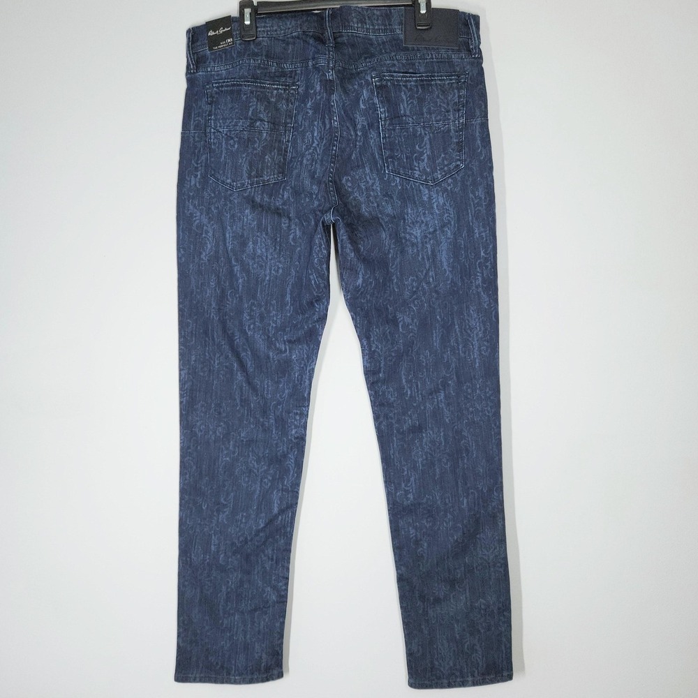 Robert Graham The Perfect Fit Jeans Mens 36x32 Dark Indigo Floral Stretch Denim - Picture 16 of 16